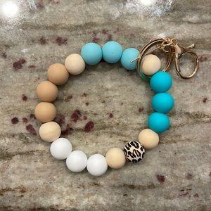 Blue Silicone Bead Bracelet/Keychain